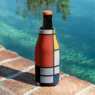 Mondrian Composition Red Yellow Blue Black Bottle Cooler