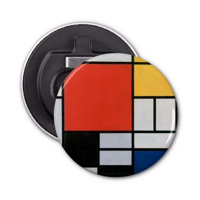Mondrian Composition Red Yellow Blue Black  Bottle Opener (Front)