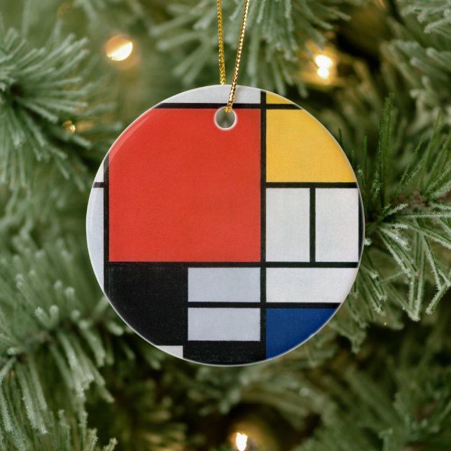 Mondrian Composition Red Yellow Blue Black  Ceramic Ornament (Tree)