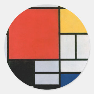 Mondrian Composition Red Yellow Blue Black  Classic Round Sticker