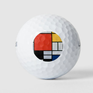 Mondrian Composition Red Yellow Blue Black  Golf Balls