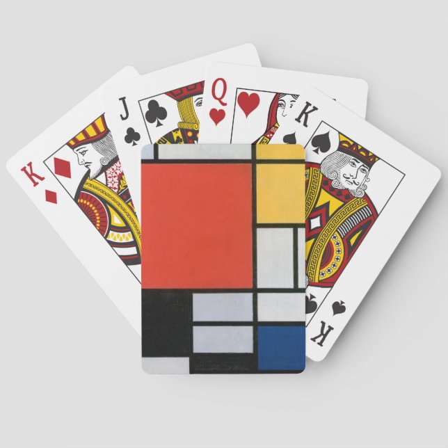 Mondrian Composition Red Yellow Blue Black  Playing Cards (Back)