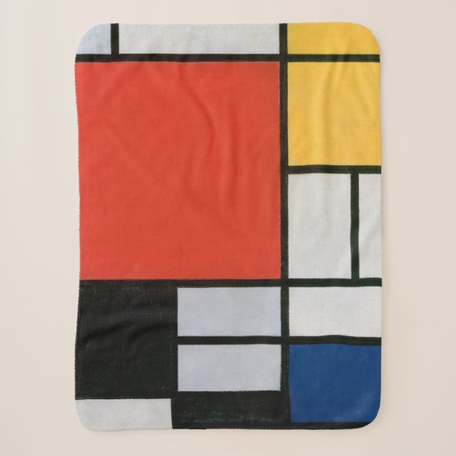 Mondrian Composition Red Yellow Blue Black  Sherpa Blanket (Front)