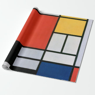 Mondrian Composition Red Yellow Blue Black  Wrapping Paper