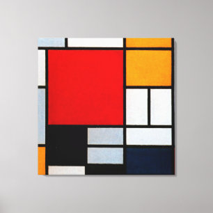 Mondrian - Composition with Large Red Canvas Print