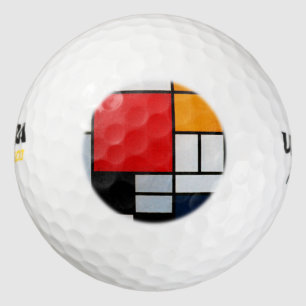 Mondrian - Composition with large red plane Golf Balls