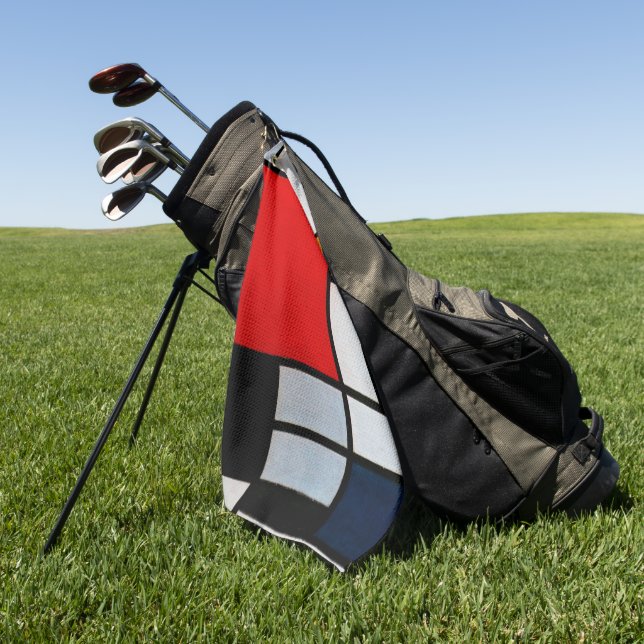 Mondrian - Composition with Large Red Plane Golf Towel (Green)