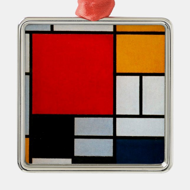 Mondrian - Composition with Large Red Plane  Metal Ornament (Front)