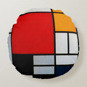 Mondrian - Composition with Large Red Plane Round Pillow