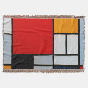 Mondrian - Composition with Large Red Plane Throw Blanket