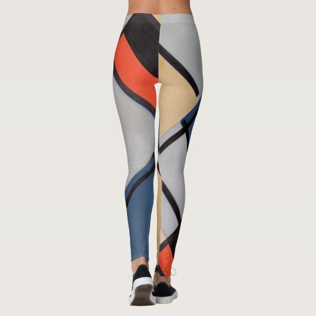 Mondrian Composition with Red, Blue, Black, Yellow Leggings (Back)