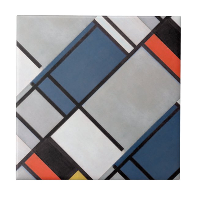 Mondrian Composition with Red, Blue, Black, Yellow Tile (Front)