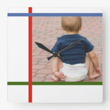 mondrian customizable colour block baby wall clock
