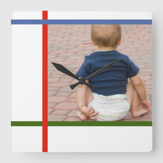 mondrian customizable colour block baby wall clock