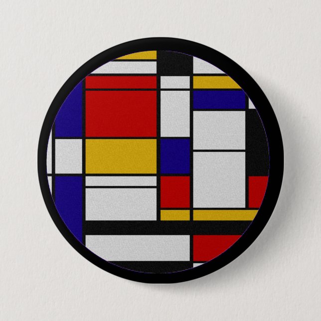 Mondrian De Stijl 3 Inch Round Button (Front)
