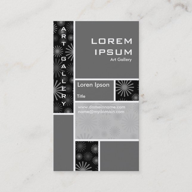 Mondrian Decorated - Grey Business Card (Front)