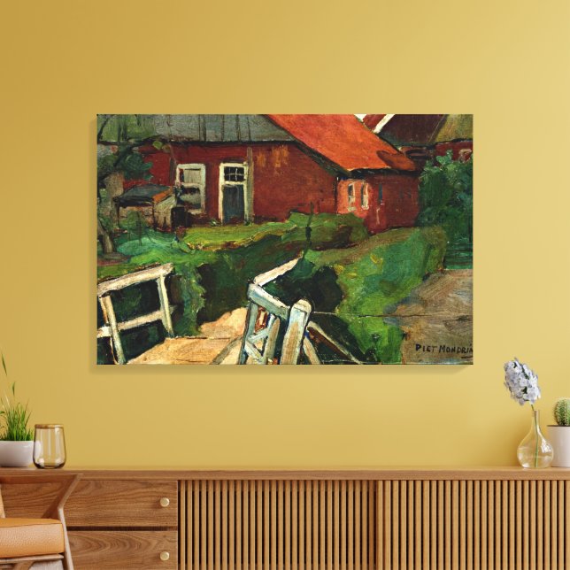 Mondrian - Farm Building with Bridge Canvas Print (Insitu(LivingRoom))
