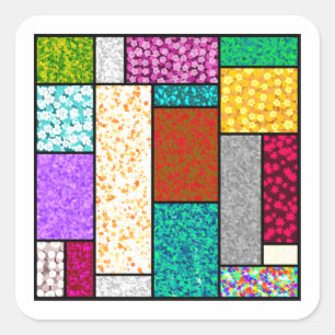 Mondrian Floral Graphic Design Abstraction Square Sticker
