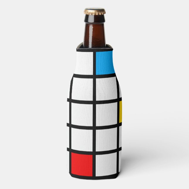 Mondrian Geometric Minimalist Comopsition Modern Bottle Cooler (Bottle Front)