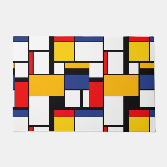 Mondrian Geometric Minimalist Comopsition Modern Doormat (Front)