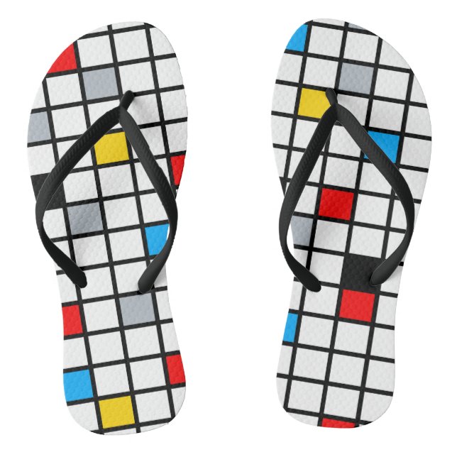 Mondrian Geometric Minimalist Comopsition Modern Flip Flops (Footbed)