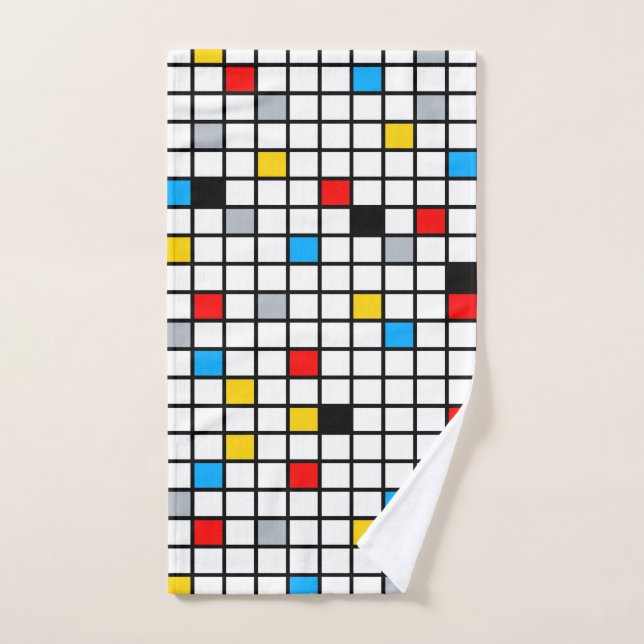 Mondrian Geometric Minimalist Comopsition Modern Hand Towel (Hand Towel)