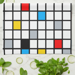 Mondrian Geometric Minimalist Comopsition Modern Kitchen Towel