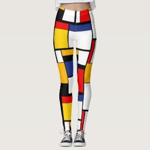 Mondrian Geometric Minimalist Comopsition Modern Leggings