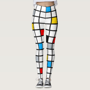 Mondrian Geometric Minimalist Comopsition Modern Leggings