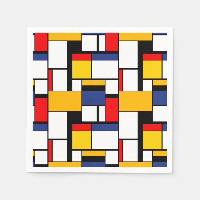 Mondrian Geometric Minimalist Comopsition Modern Napkin (Front)