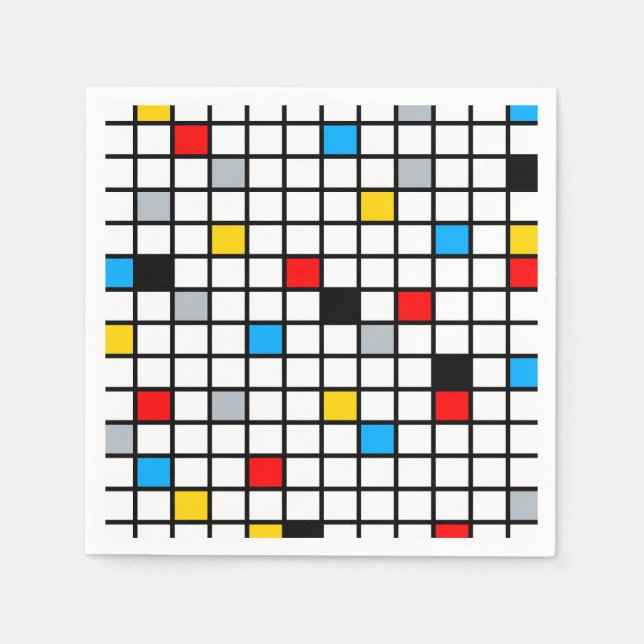 Mondrian Geometric Minimalist Comopsition Modern Napkin (Front)