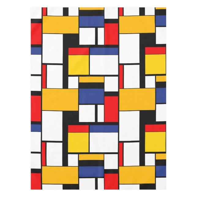 Mondrian Geometric Minimalist Comopsition Modern Tablecloth (Front)