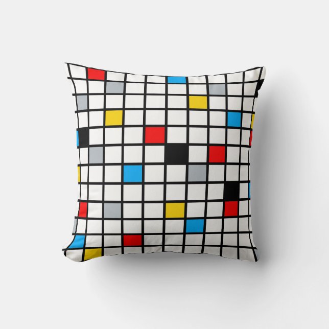 Mondrian Geometric Minimalist Comopsition Modern Throw Pillow (Front)