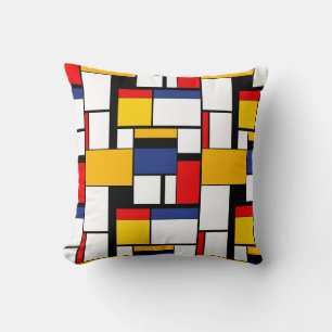 Mondrian Geometric Minimalist Comopsition Modern Throw Pillow