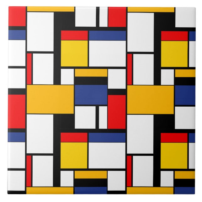 Mondrian Geometric Minimalist Comopsition Modern Tile (Front)