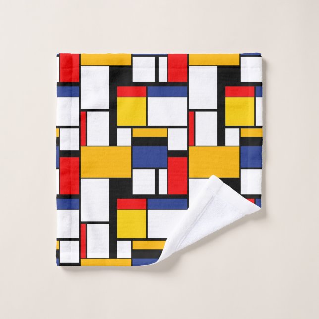 Mondrian Geometric Minimalist Comopsition Modern Wash Cloth (Wash Cloth)