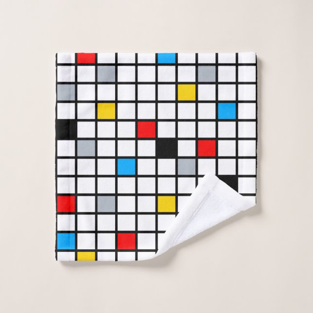 Mondrian Geometric Minimalist Comopsition Modern Wash Cloth (Wash Cloth)