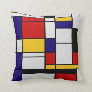 Mondrian Geometry Throw Pillow