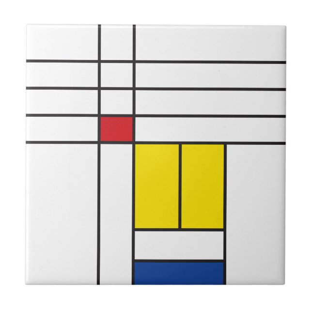 Mondrian II Minimalist De Stijl Modern Art Custom Tile (Front)