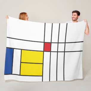 Mondrian II Minimalist De Stijl Modern Art Design Fleece Blanket