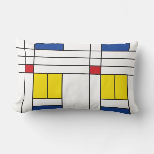 Mondrian II Minimalist De Stijl Modern Art Design Lumbar Pillow (Front)