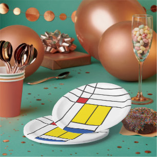 Mondrian II Minimalist De Stijl Modern Art Design Paper Plate