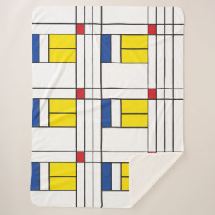 Mondrian II Minimalist De Stijl Modern Art Design Sherpa Blanket