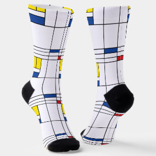 Mondrian II Minimalist De Stijl Modern Art Design Socks