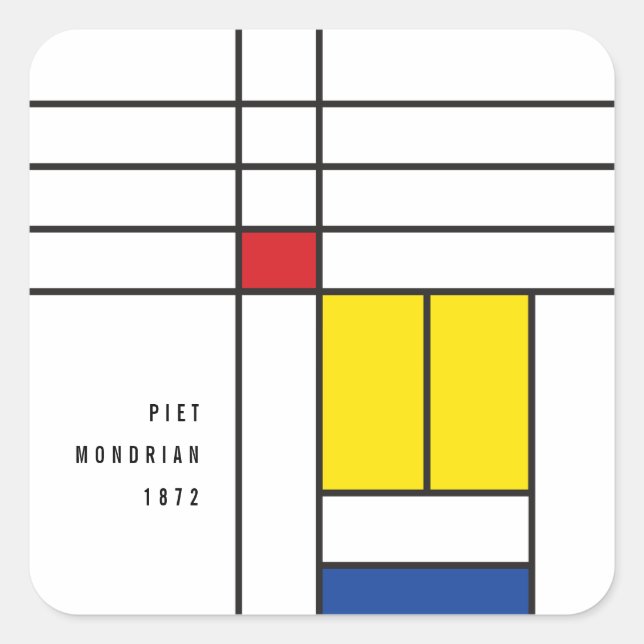 Mondrian II Minimalist De Stijl Modern Art Design Square Sticker (Front)