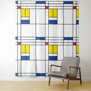 Mondrian II Minimalist De Stijl Modern Art Design Tapestry