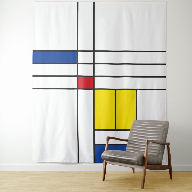 Mondrian II Minimalist De Stijl Modern Art Design Tapestry (In Situ)