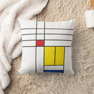 Mondrian II Minimalist De Stijl Modern Art Design Throw Pillow