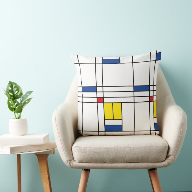 Mondrian II Minimalist De Stijl Modern Art Design Throw Pillow (Chair)