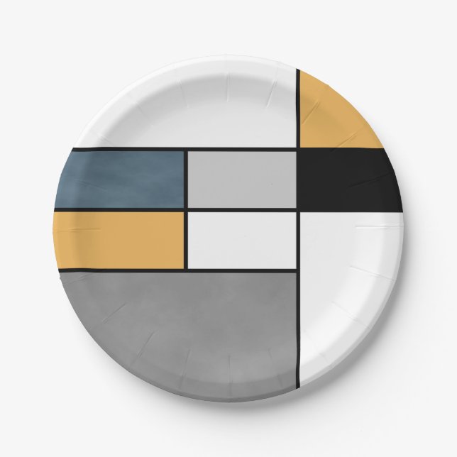 Mondrian inspiration paper plate (Front)